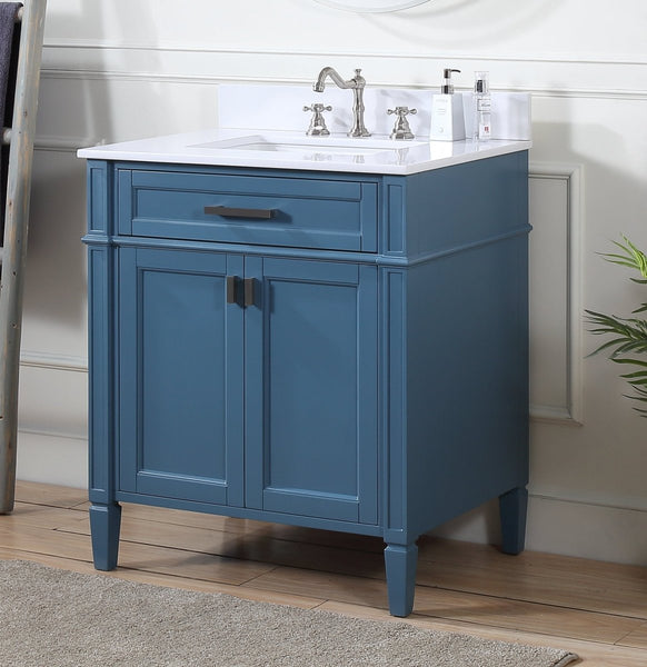 30" Tennant Brand Durand Teal Blue Bathroom Sink Vanity QT-1808-V30TB - Bentoncollections