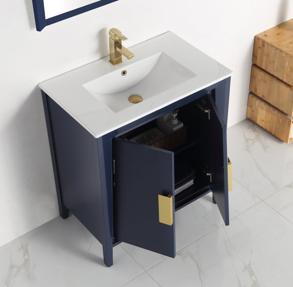 30" Tennant Brand Larvotto Navy Blue Contemporary Bathroom Vanity - CL-22NB30-ZI - Bentoncollections