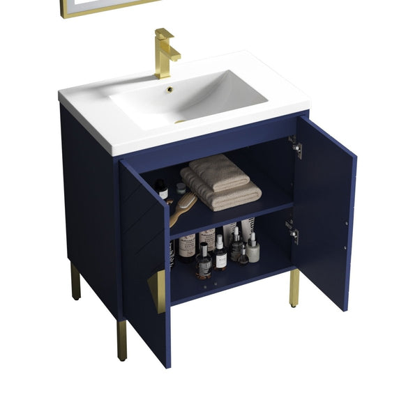 30" Tennant Brand Modern Style Navy Blue Eileen Bathroom Sink Vanity - AC-66NB30 - Bentoncollections