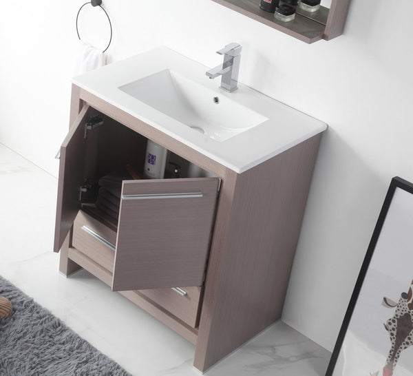30" Tennant Brand Modern Style Vanity - Viara Bathroom Sink Vanity - CL10-GO30-ZI Gray Oak - Bentoncollections