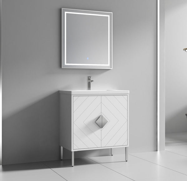 30" Tennant Brand Modern Style White Eileen Bathroom Sink Vanity - AC-66WT30 - Bentoncollections