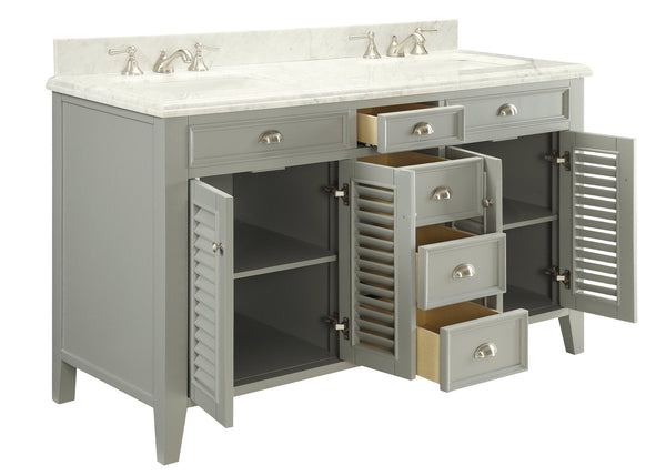 60" Kalani Double Sink Bathroom Vanity - Benton Collection Model 3028-CK60D