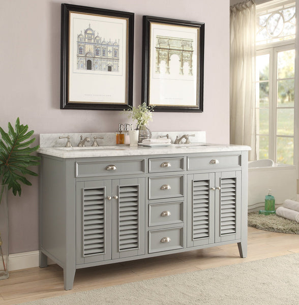 60" Kalani Double Sink Bathroom Vanity - Benton Collection Model 3028-CK60D