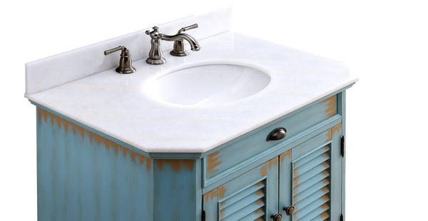 32” Benton Collection Fairfield Rustic Blue Bathroom Sink Vanity 47884BU - Bentoncollections
