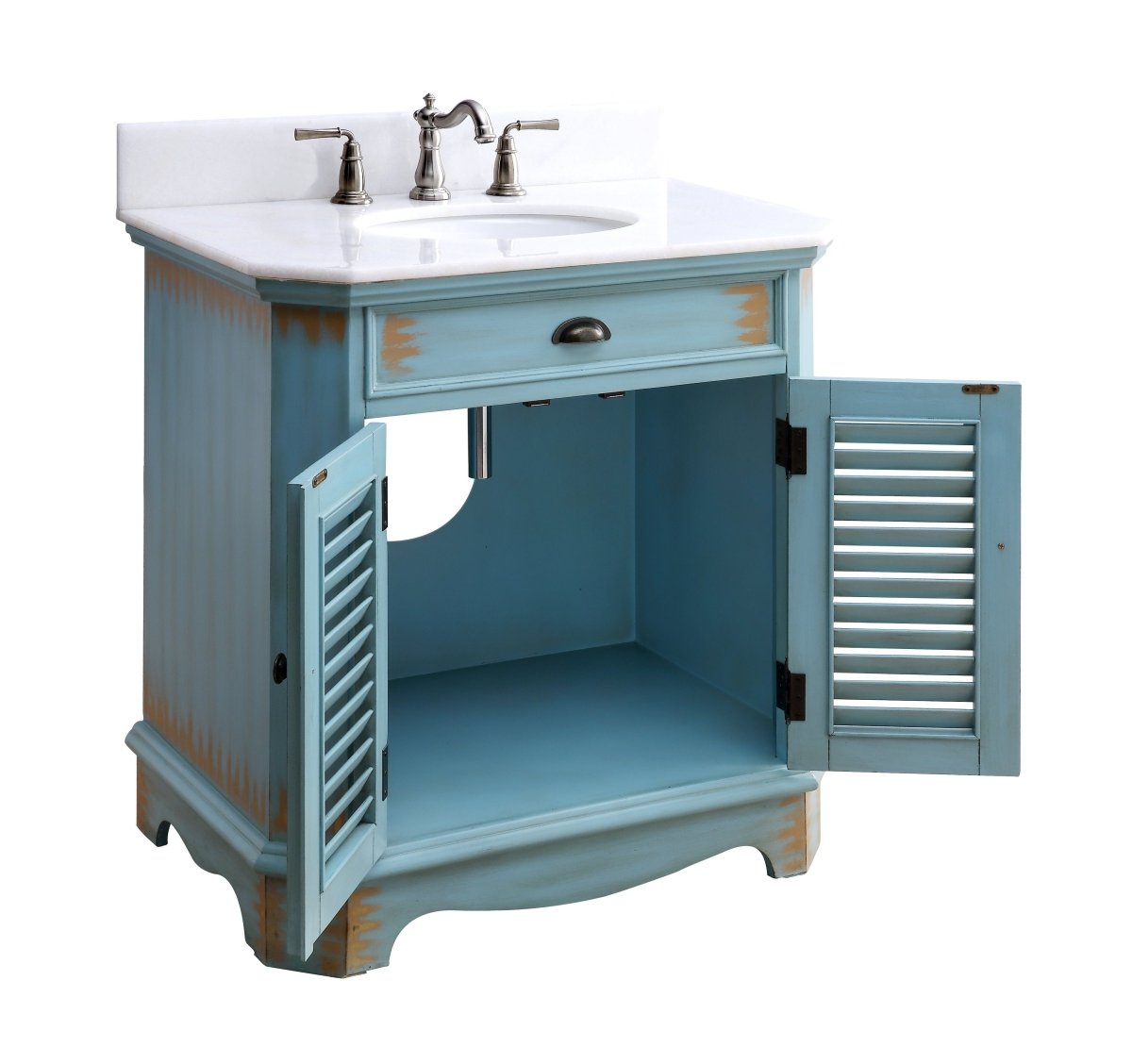 32” Benton Collection Fairfield Rustic Blue Bathroom Sink Vanity 47884BU - Bentoncollections