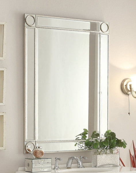 32" Benton Collection Mirror Reflection Austell Bathroom Sink Vanity - 505RA Silver leaf finish - Bentoncollections