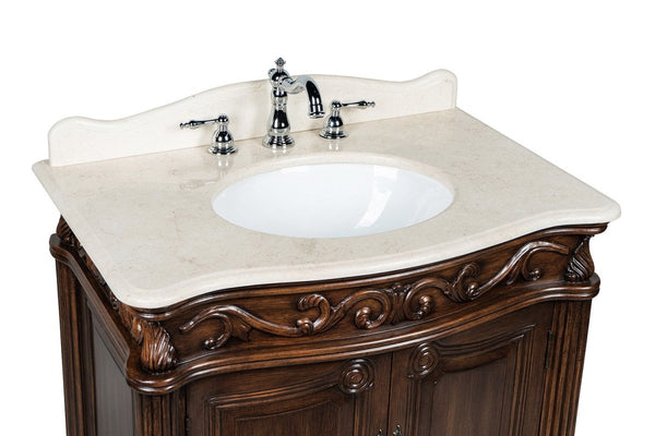 32" Traditional style cream marble Fiesta Bathroom Sink Vanity CF-2873W-TK - Bentoncollections