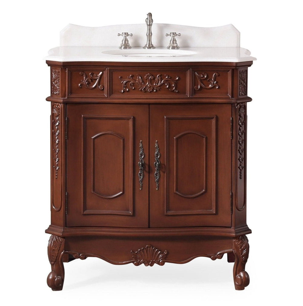 33" Traditional Style Brown Benson Bathroom Sink Vanity
