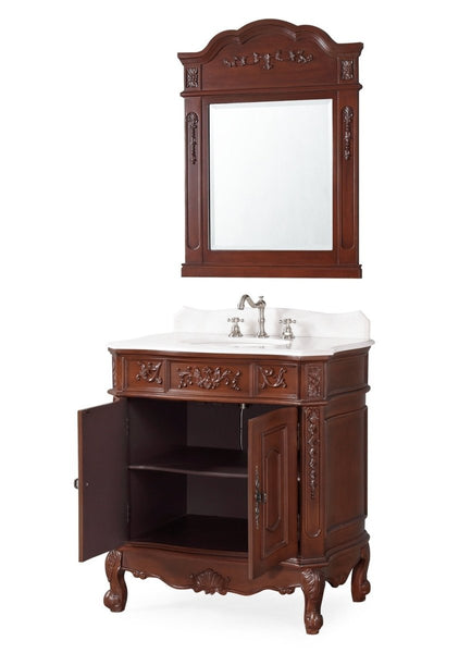 33" Traditional Style Brown Benson Bathroom Sink Vanity Benton Collection ZK-021W-TK - Bentoncollections