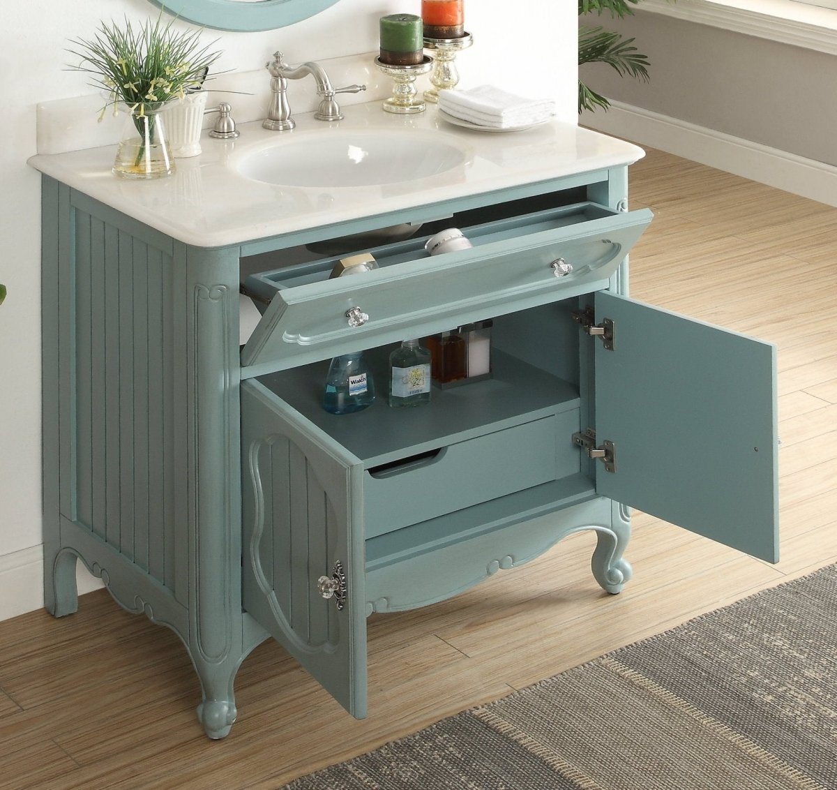 34 Inch Light Blue Charming Cottage Chic Knoxville Vanity
