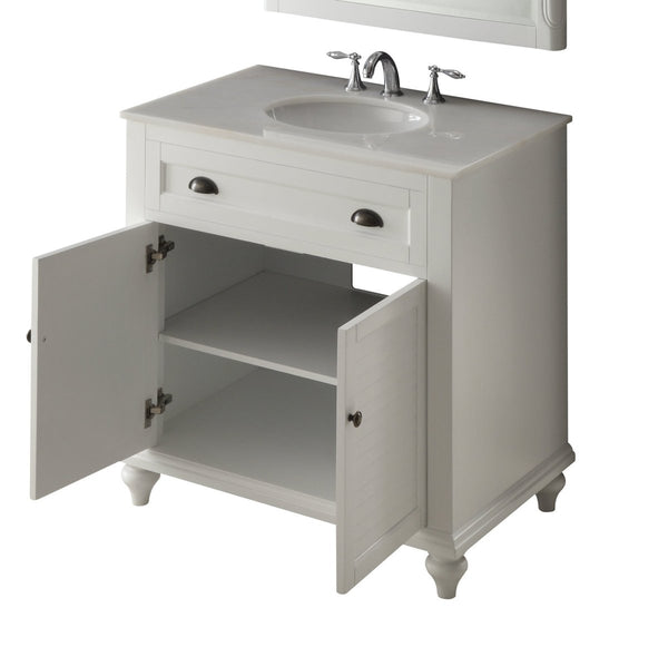 34” Glennville Bathroom Sink Vanity, White - Benton Collection Model CF-28667W - Bentoncollections