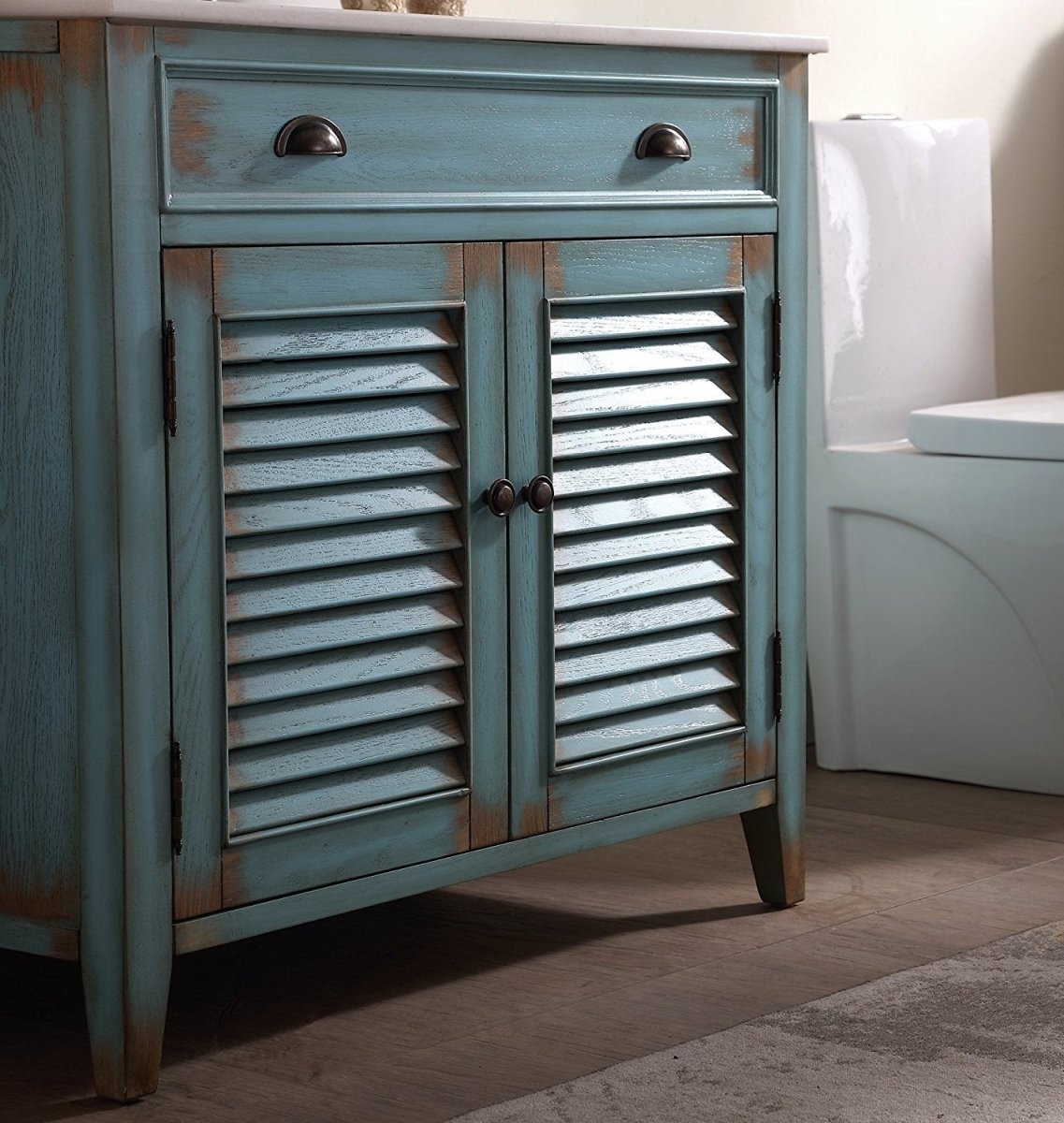 36" Abbeville Bathroom Sink Vanity, Distressed Blue - Benton Collection Model CF28884BU - Bentoncollections