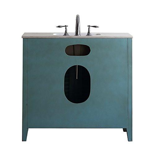 36" Abbeville Bathroom Sink Vanity, Distressed Blue - Benton Collection Model CF28884BU - Bentoncollections