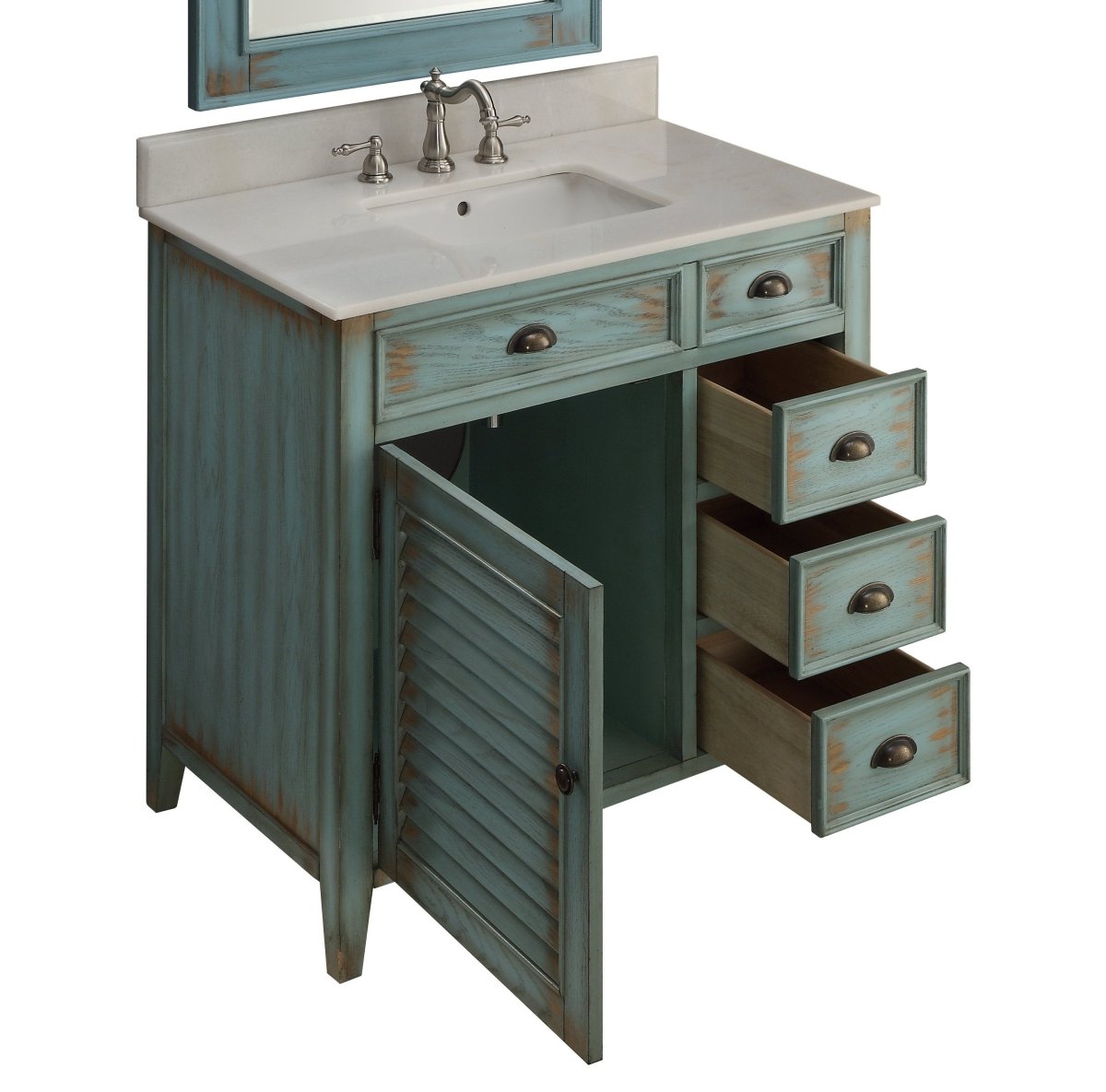 36" Abbeville Distressed Blue Bathroom Sink Vanity CF 78887BU - Bentoncollections