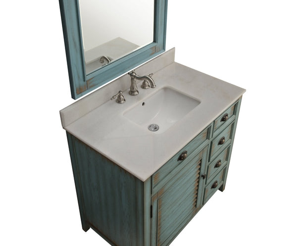 36" Abbeville Distressed Blue Bathroom Sink Vanity CF 78887BU - Bentoncollections