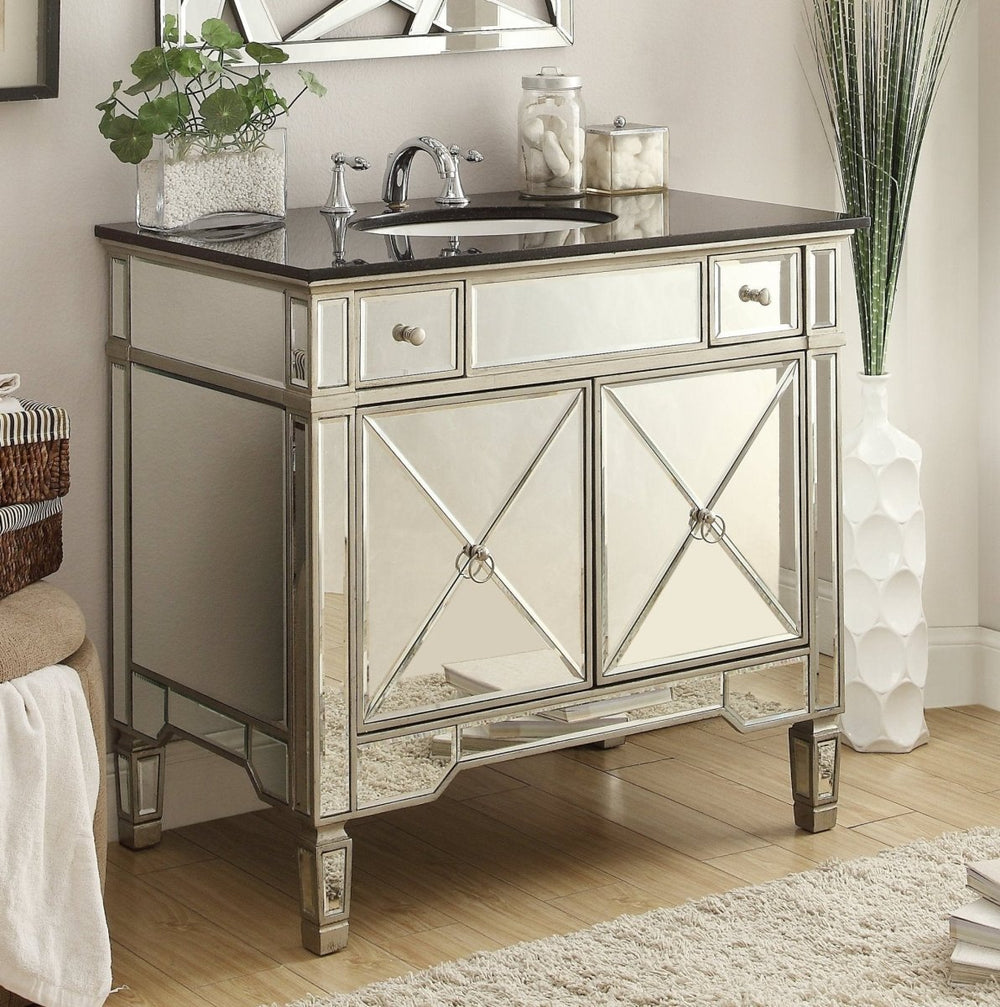 36" Black Granite Top Ashlyn Bathroom Sink Vanity