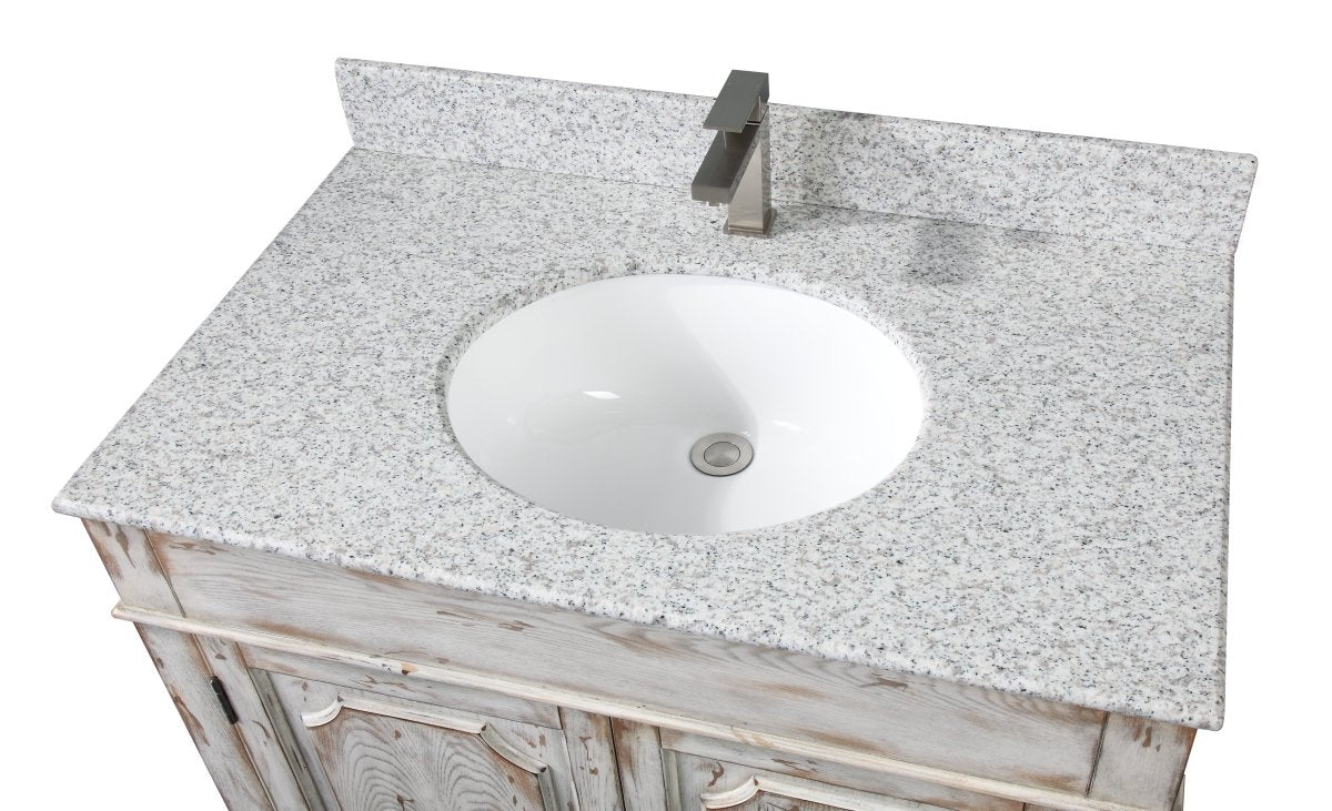 36" Benton Collection Litchfield Distressed Off White Rustic Style Bathroom Vanity RX-2215 - Bentoncollections