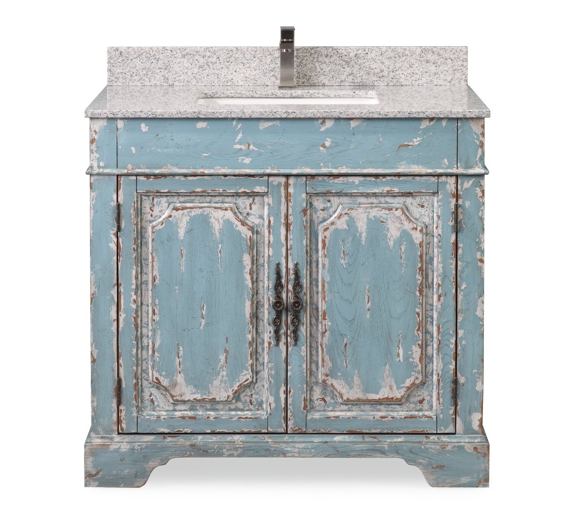 36" Benton Collection Litchfield Distressed Rustic Light Blue Beach Style Bathroom Vanity RX-2211 - Bentoncollections