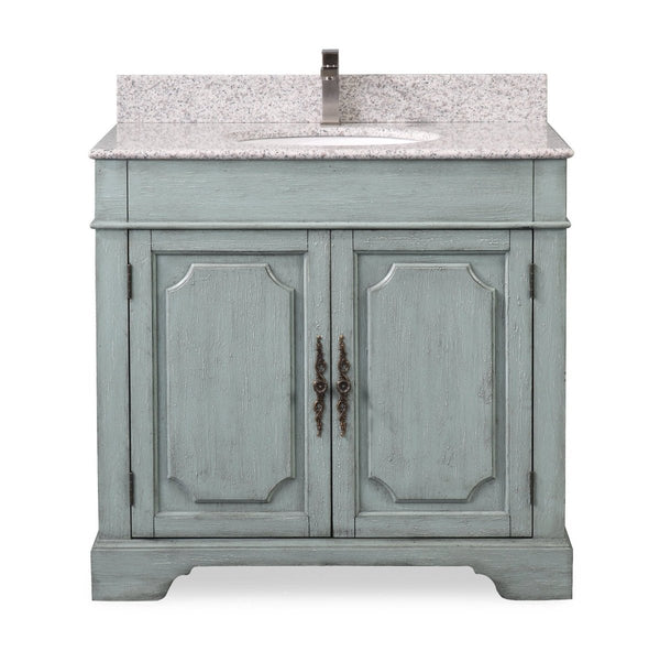 36" Benton Collection Litchfield Distressed Silver Blue Beach Style Bathroom Vanity RX-2218 - Bentoncollections