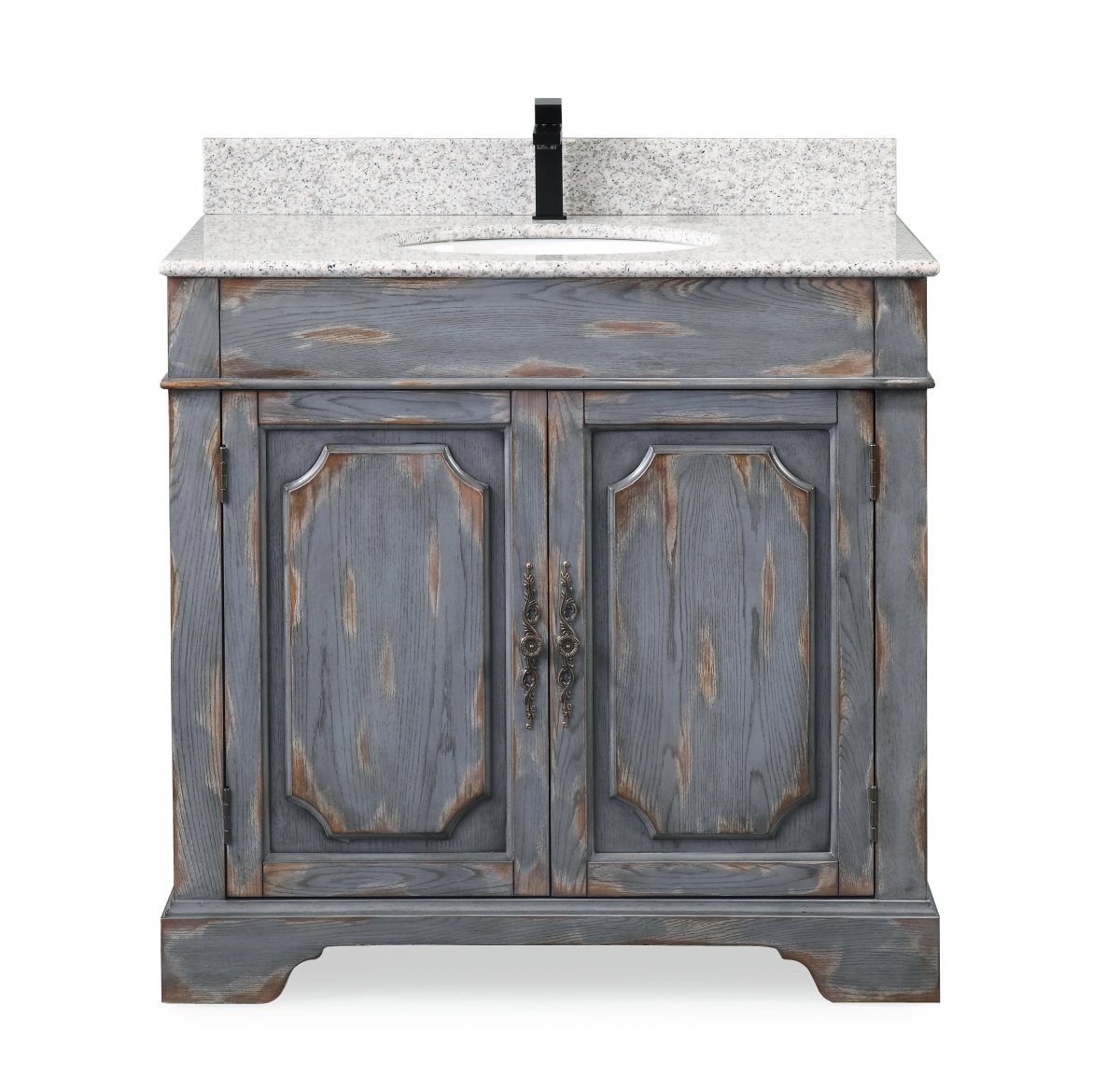 36" Benton Collection Litchfield Rustic Distressed Boho Gray Bathroom Vanity RX-2217 - Bentoncollections