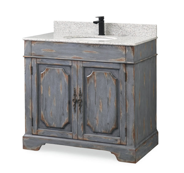 36" Benton Collection Litchfield Rustic Distressed Boho Gray Bathroom Vanity RX-2217 - Bentoncollections