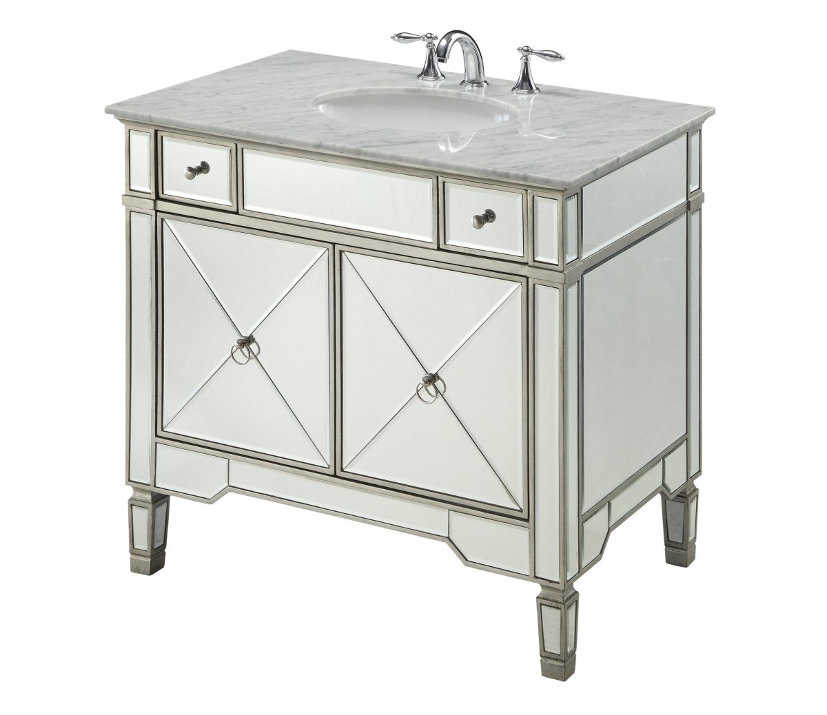 36" Carrara marble Mirror reflection Ashlyn Bathroom Sink Vanity - YR-023RA-36 - Bentoncollections