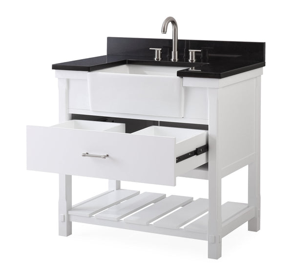 36-Inches Kendia Farmhouse Sink Bathroom Vanity - GD-7036-WT36-GT - Bentoncollections