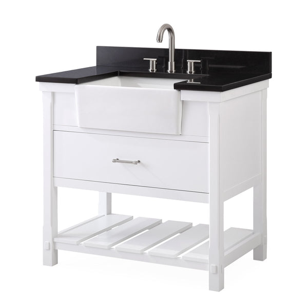 36-Inches Kendia Farmhouse Sink Bathroom Vanity - GD-7036-WT36-GT - Bentoncollections