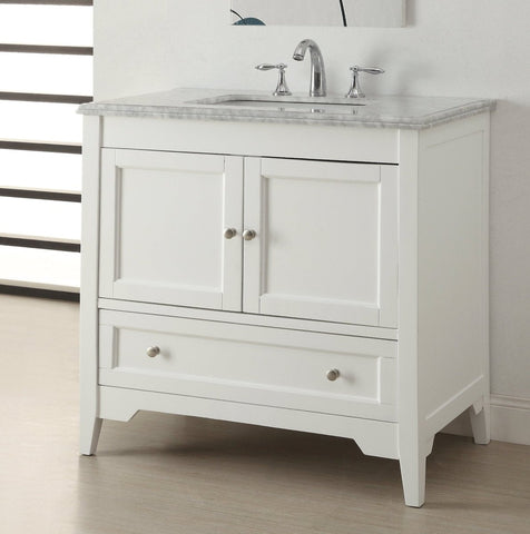 36" Karent Sink Vanity with Italian Carrara Marble Countertop - Model # HF1083 - Bentoncollections