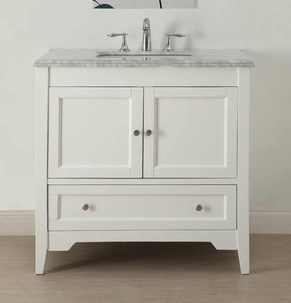 36" Karent Sink Vanity with Italian Carrara Marble Countertop - Model # HF1083 - Bentoncollections