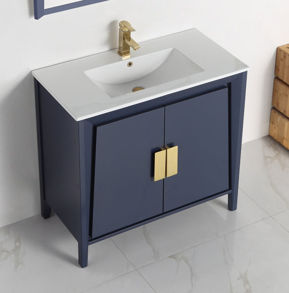 36" Larvotto Navy Blue Modern Bathroom Sink Vanity - CL-22NB36-ZI - Bentoncollections