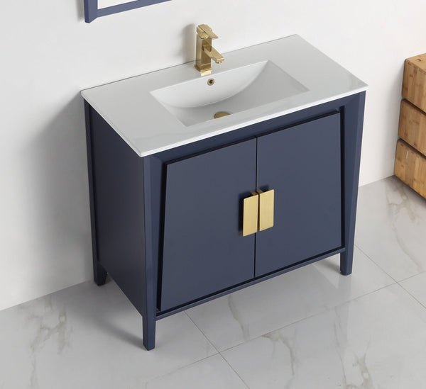 36" Larvotto Navy Blue Modern Bathroom Sink Vanity - CL-22NB36-ZI - Bentoncollections