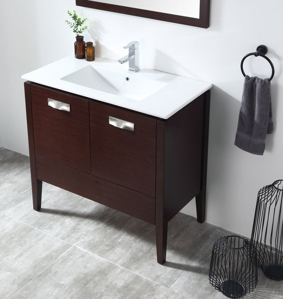 36" Tennant Brand Adagio Wenge Finish Bathroom Sink Vanity - CL-409WE36-ZI - Bentoncollections