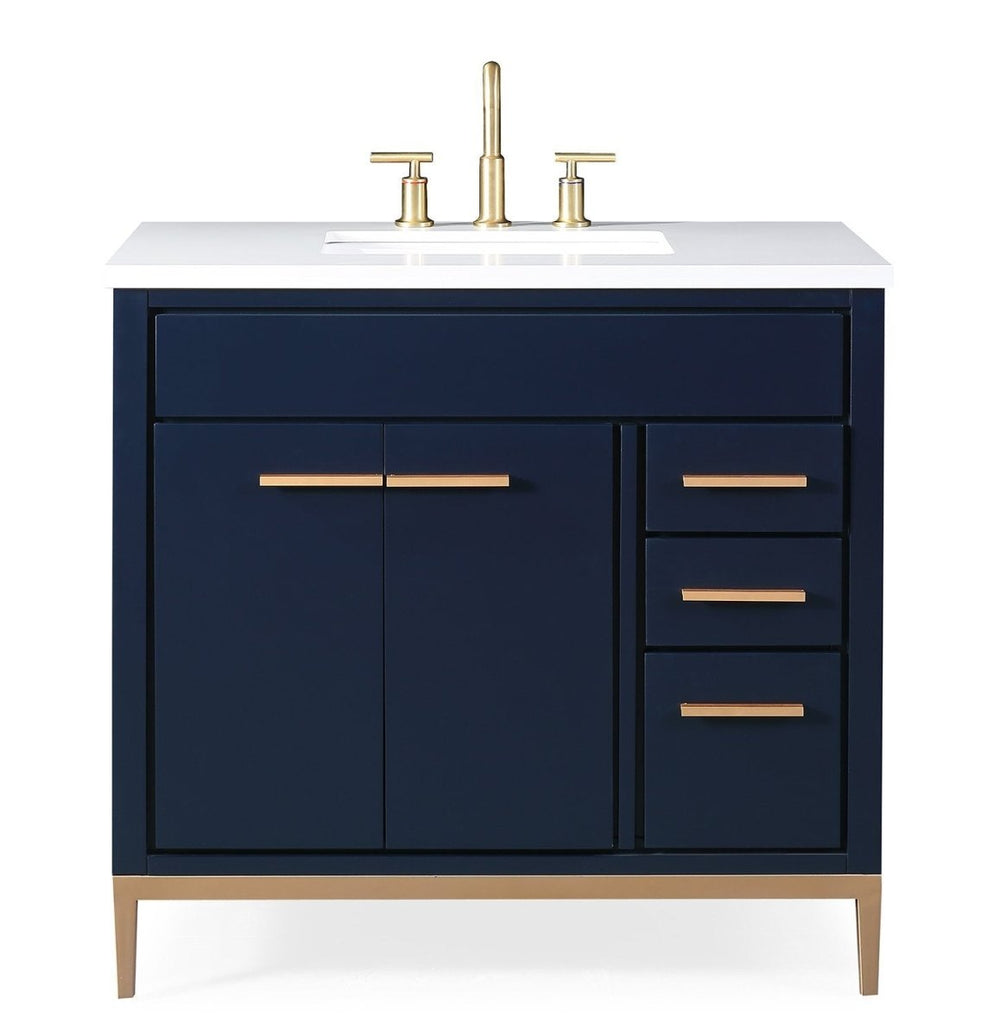 36" Beatrice Navy Blue Modern Bathroom Sink Vanity