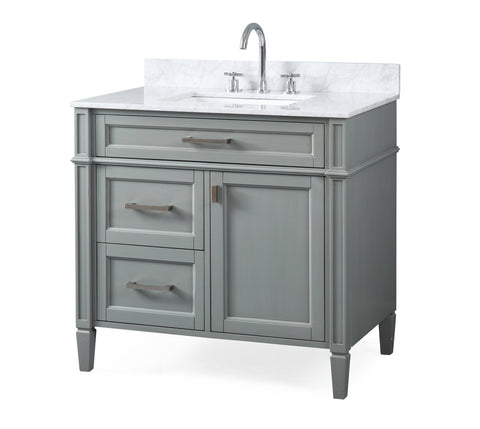 36" Tennant Brand Durand Modern Gray Bathroom Sink Vanity - QT-1808-V36CK - Bentoncollections