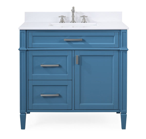 36'' Tennant Brand Durand Modern Teal Blue Bathroom Sink Vanity QT-1808-V36TB - Bentoncollections