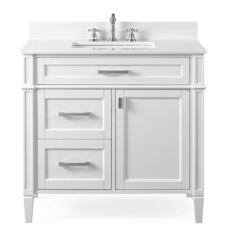 36" Tennant Brand Durand Modern White Bathroom Sink Vanity QT-1808-V36W - Bentoncollections