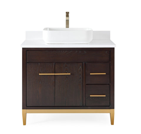 36" Tennant Brand Modern Style Beatrice Vessel Sink Bathroom Vanity - TB-9936DK-36QT - Bentoncollections
