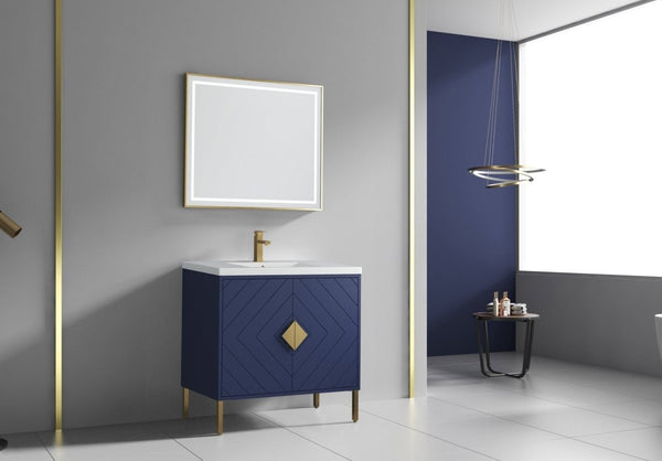 36" Tennant Brand Modern Style Navy Blue Eileen Bathroom Sink Vanity - AC-66NB36 - Bentoncollections