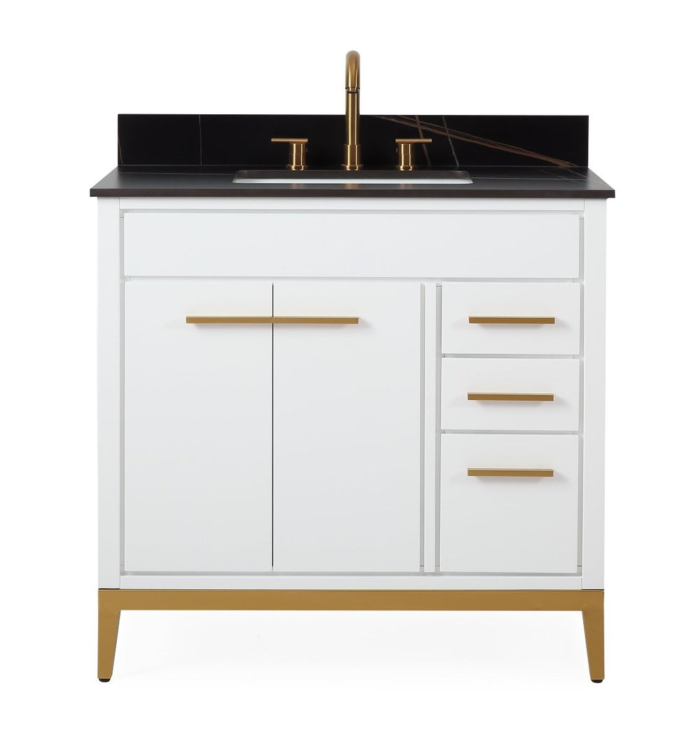 36'' Modern Style White Beatrice Single Sink Bathroom Vanity
