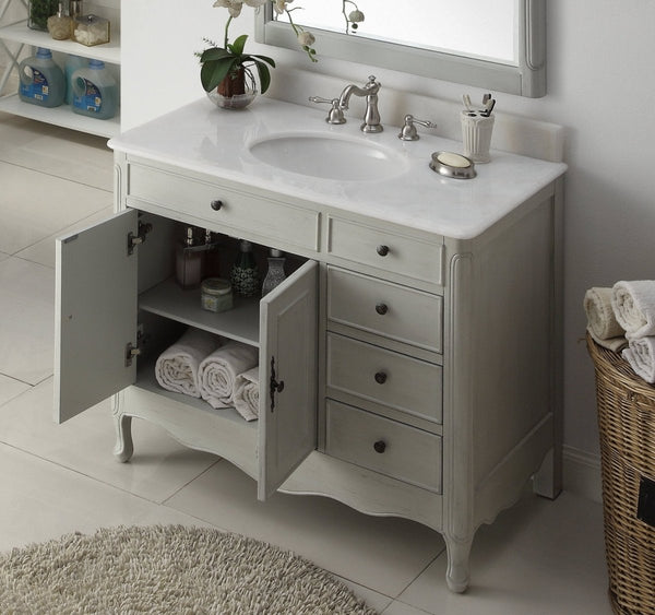 38" Benton Collection Distressed Gray Cottage Style Daleville Bathroom Sink Vanity HF-837CK - Bentoncollections