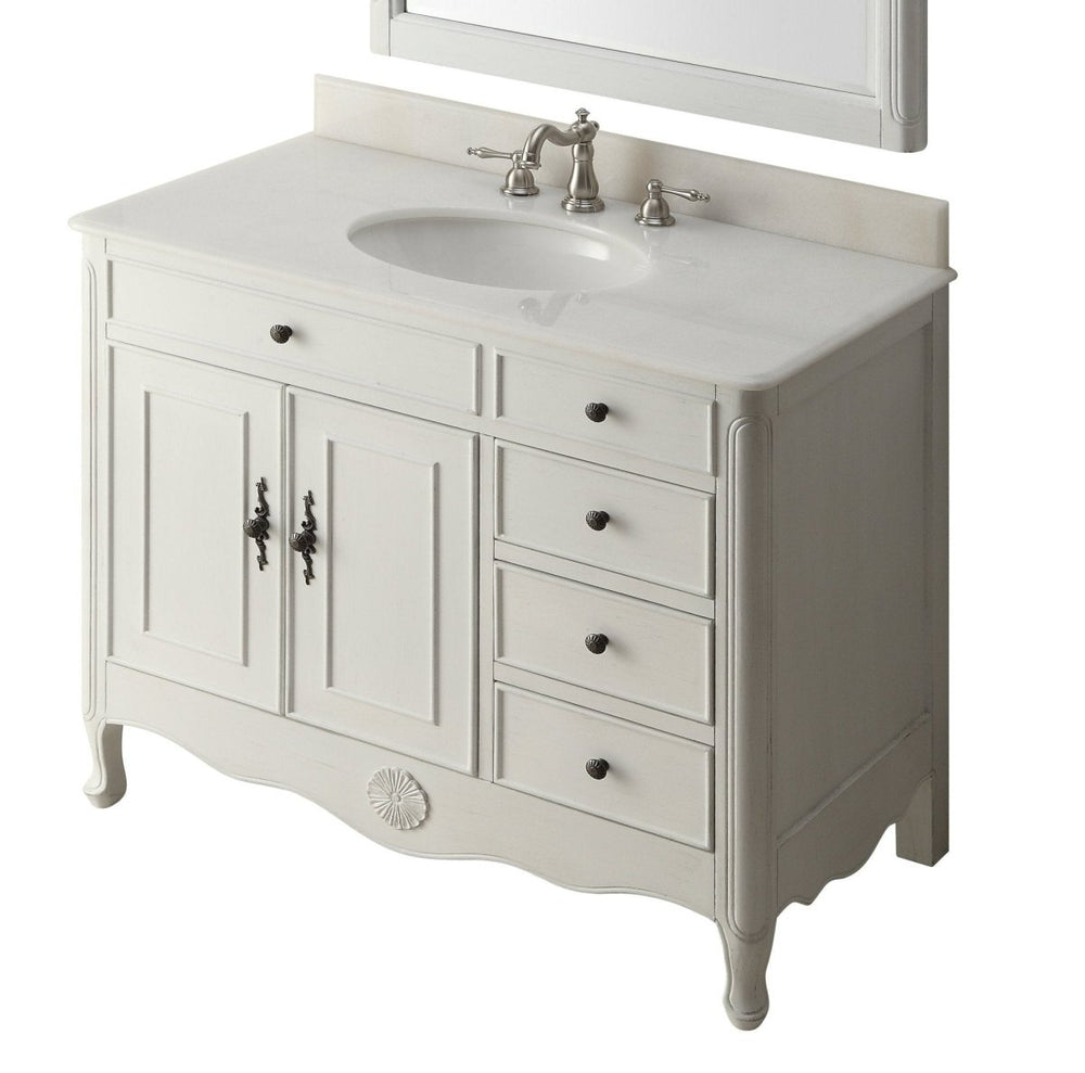38 Inch Distressed Antique White Cottage Style Daleville Bathroom Sink Vanity