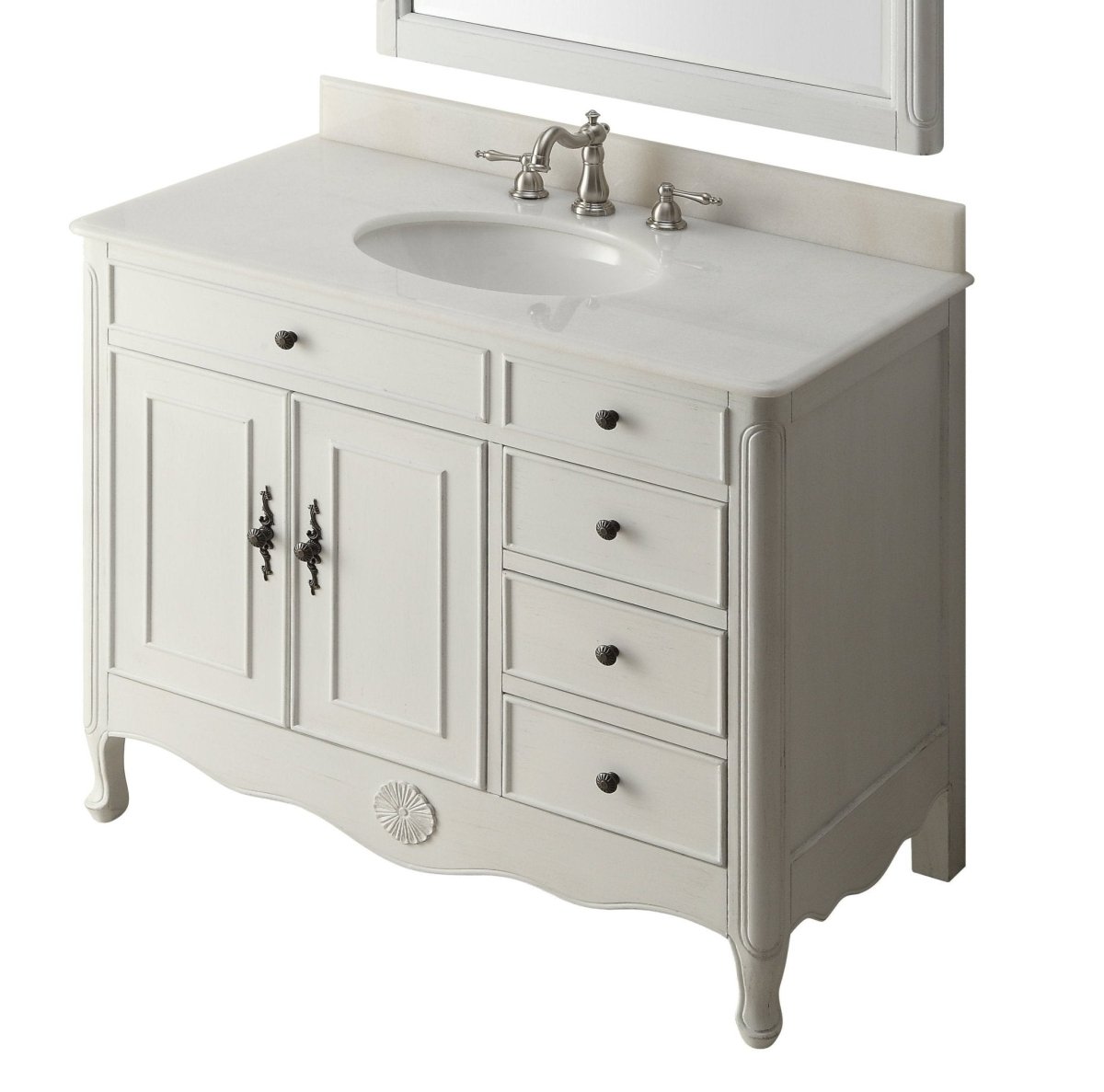 38" Benton Collection Distressed White Cottage Style Daleville Bathroom Sink Vanity HF-837AW - Bentoncollections