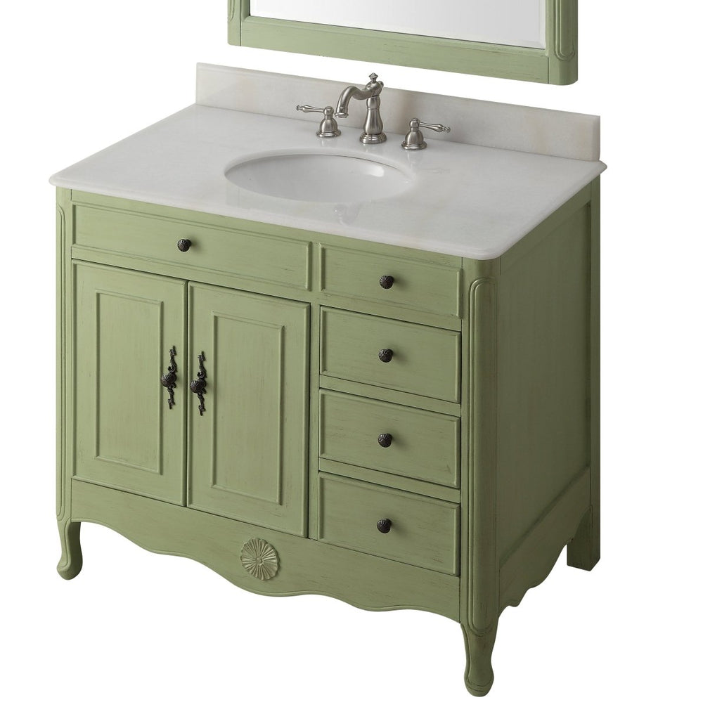 38 Inch Distressed Green Cottage Style Daleville Bathroom Sink Vanity