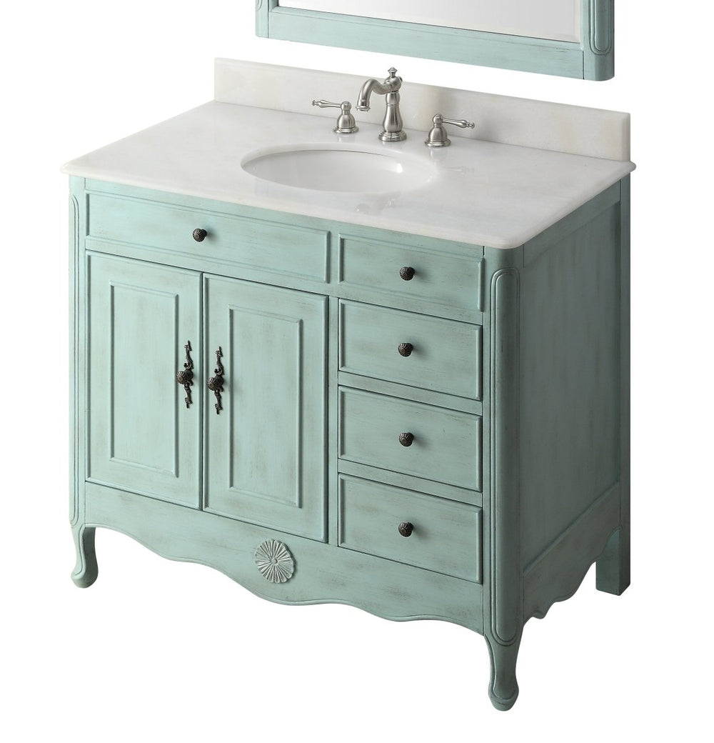38 Inch Distressed Light Blue Cottage Style Daleville Bathroom Sink Vanity
