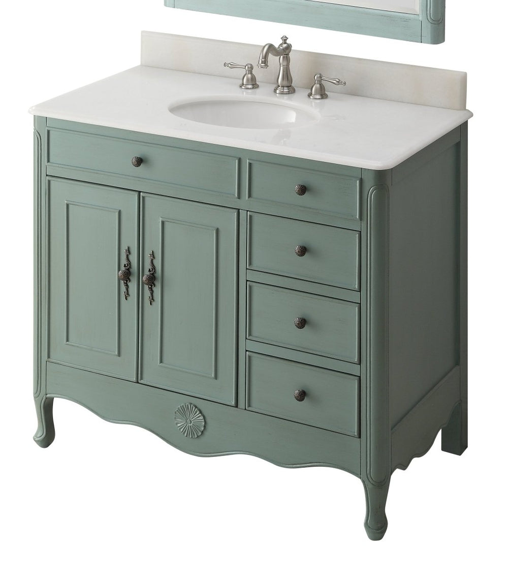 38 Inch Distressed Vintage Blue Cottage Style Daleville Bathroom Sink Vanity