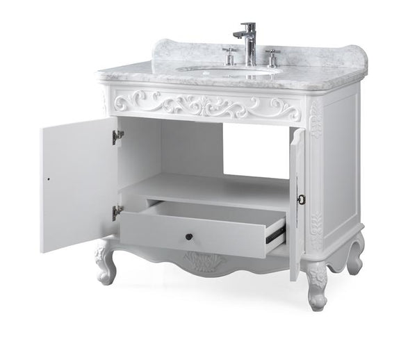 39" Bathroom Vanity with Italian Carrara Marble Counter-top Benton Collection Carbone # ZK-1092RA - Bentoncollections