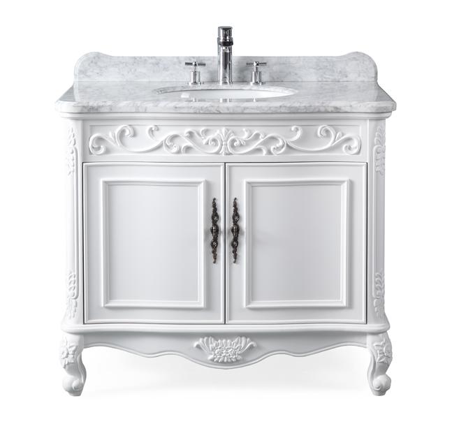 39" Bathroom Vanity with Italian Carrara Marble Counter-top Carbone #