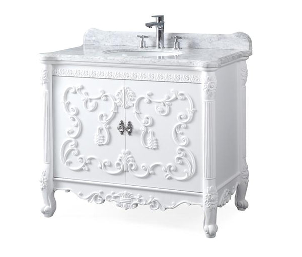 40" Benton Collection Bellissimo Bathroom Vanity with Italian Carrara Marble - # HF-1091RA - Bentoncollections