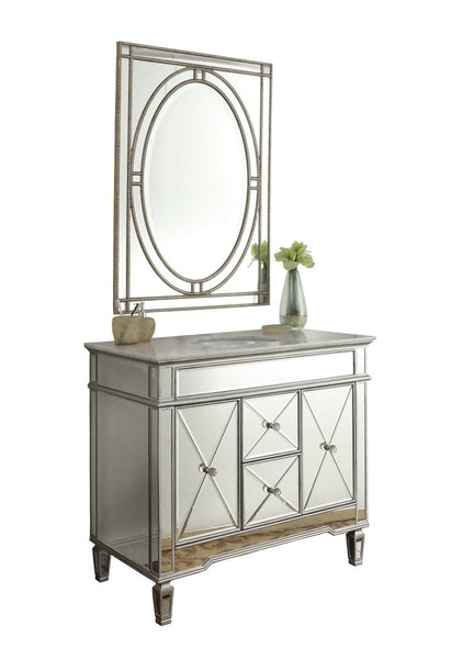 40" Benton Collection Mirrored Style Adelia Single Sink Bathroom Vanity with Carrara Top DH-13Q332 - Bentoncollections
